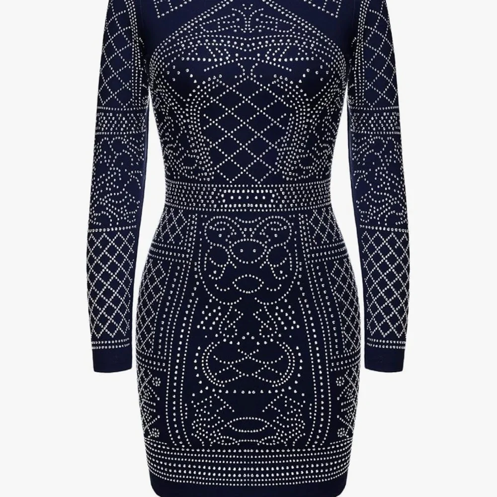 Navy Studded long sleeve Dress NEW size S